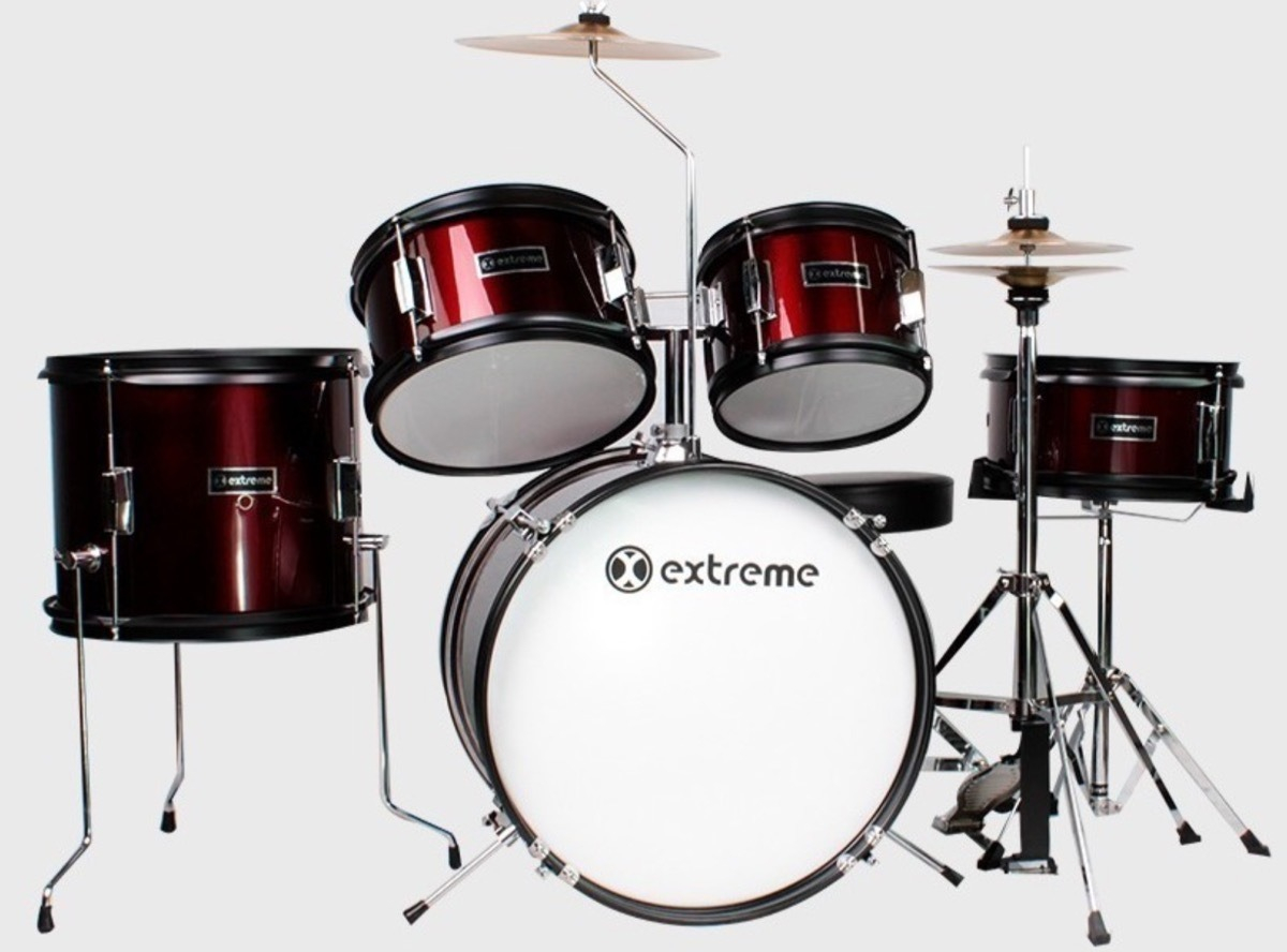 Extreme Exbt025 Batería Junior Iantil 5 Piezas Color Vino