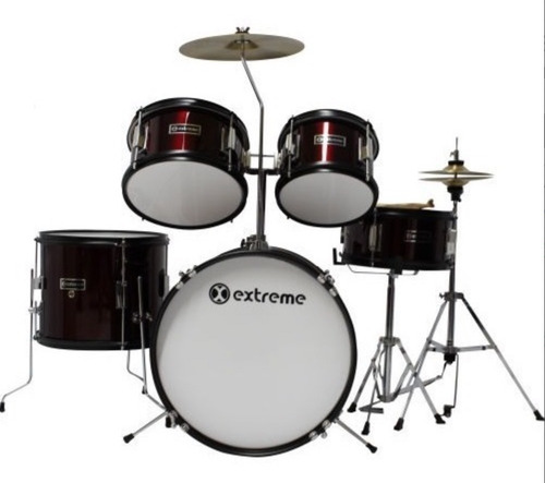 Extreme Exbt025 Batería Junior Iantil 5 Piezas Color Vino