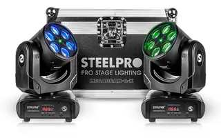 Case Con 2 Cabezas Roboticas Rgbw + Laser Verde - Steelpro